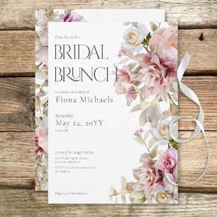 Invitación Brunch de novias Delicado Moderno Rosa y Lily