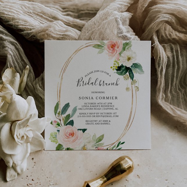 Invitación Brunch de Novias Elegante Geométrica de Verdor y O (Subido por el creador)