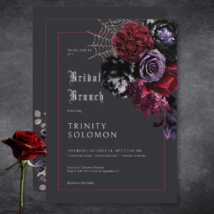 Invitación Brunch de novias en la web negro oscuro con flores