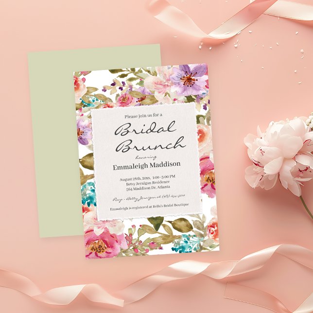 Invitación Brunch de novias florales con primavera de papel d (Subido por el creador)