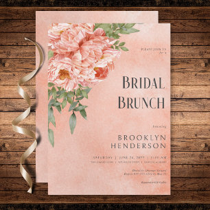 Invitación Brunch de novias florales de Rubor Peach Peonies