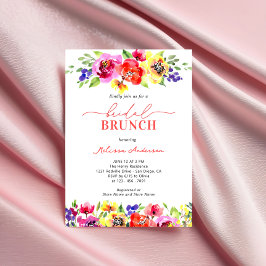 Invitación Brunch de novias floridas y brillantes en moda