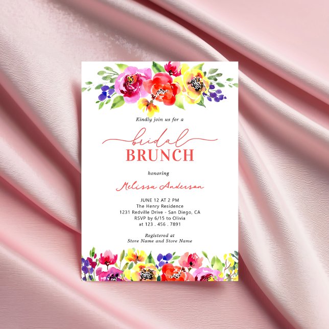Invitación Brunch de novias floridas y brillantes en moda (Subido por el creador)