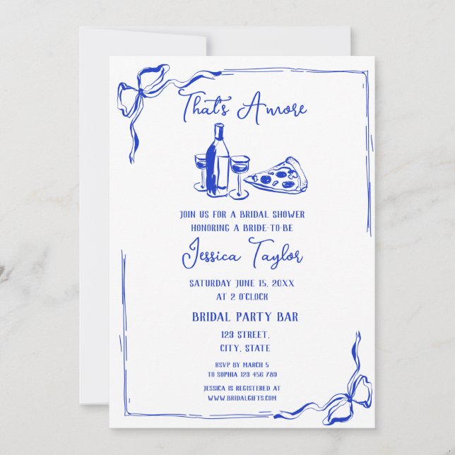 Invitación Brunch de novias francés de mano dibujado que es A (Anverso)