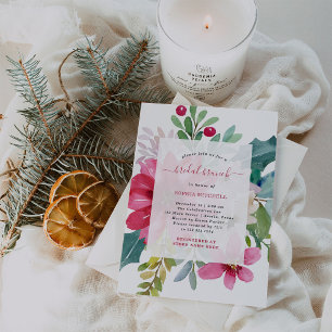 Invitación Brunch de novias navideñas navidades   Floral bril