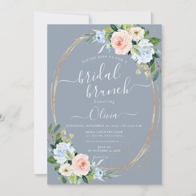 Invitación Brunch de novias para Rosas azul rosado de ArtsApp (Anverso)