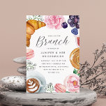 Invitación Brunch de Novias Pink Floral Peony Bridesmaids<br><div class="desc">Invite a los huéspedes a disfrutar de un elegante brunch con estas hermosas invitaciones acuáticas. El diseño incluye detalles de la celebración con letras modernas,  rodeadas de ilustraciones de bollería,  croissants,  macarons,  café y flores de peonía rosada.</div>