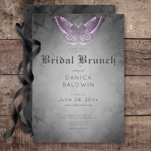 Invitación Brunch de novias púrpura de color negro gótico