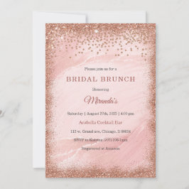 Invitación Brunch de novias Rosa Purpurina de oro personaliza