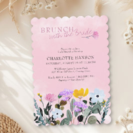 Invitación Brunch de novias rosadas del jardín de flores silv
