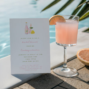 Invitación Brunch de novias rosado minimalista