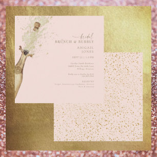 Invitación Brunch de novias Rubor y champán Bubbly