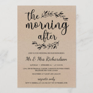 Invitación Brunch de novias rusticas la mañana después de la 