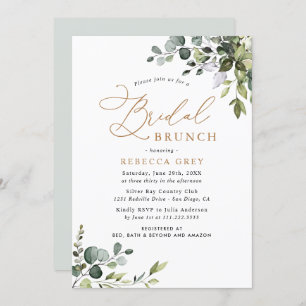 Invitación Brunch de Novias Rústico Eucalyptus Greenery