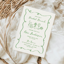 Brunch de novias verde dibujado a mano