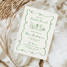 Invitación Brunch de novias verde dibujado a mano