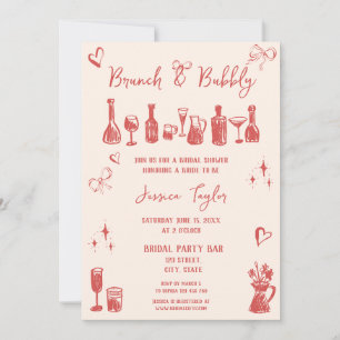 Invitación Brunch de novias y brindis de mano único y raro