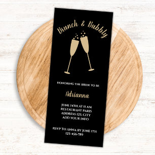 Invitación Brunch De Novias Y Dorado Bastante Elegante Negro