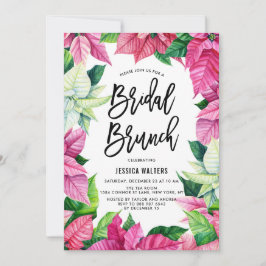 Invitación Brunch de nuez floral de poinsettias rosadas