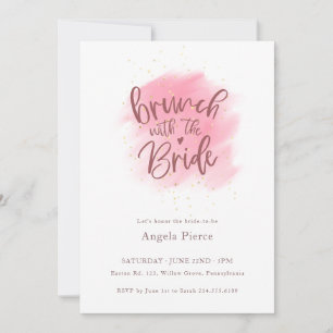 Invitación Brunch de oro Rosa con ducha de novia