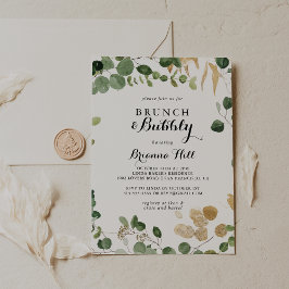 Invitación Brunch de oro tropical y ducha de novia burbujeant