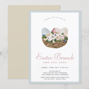 Invitación Brunch de Pascua acuático y caza de huevos