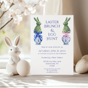 Invitación Brunch de Pascua acuático y conejo de caza de huev