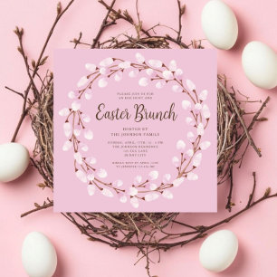 Invitación Brunch de Pascua Botánico Rosa Elegante