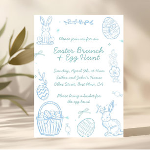 Invitación Brunch de Pascua caprichoso dibujado a mano y búsq