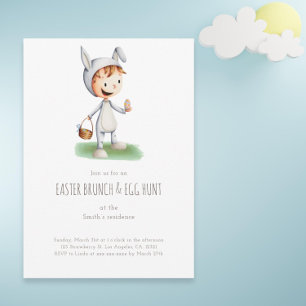 Invitación Brunch de Pascua Caza de Huevos Niña Género Neutra