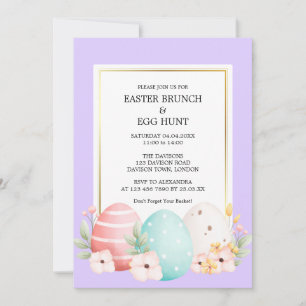 Invitación Brunch de Pascua con Caza de Huevos en Acuarela