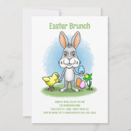 Invitación Brunch de Pascua con el conejo de Pascua