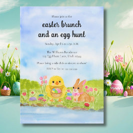 Invitación Brunch de Pascua con Pollito Fiesta del Conejo de