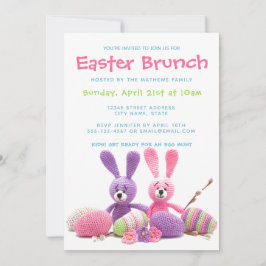 Invitación Brunch de Pascua Conejos equipados Huevos Florales