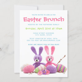 Invitación Brunch de Pascua Conejos equipados Huevos Florales
