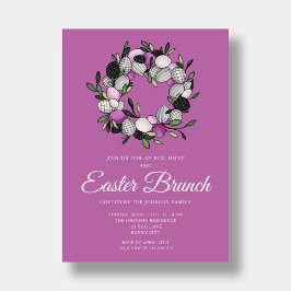 Invitación Brunch de Pascua Corona Púrpura Moderna