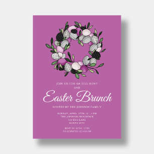 Invitación Brunch de Pascua Corona Púrpura Moderna