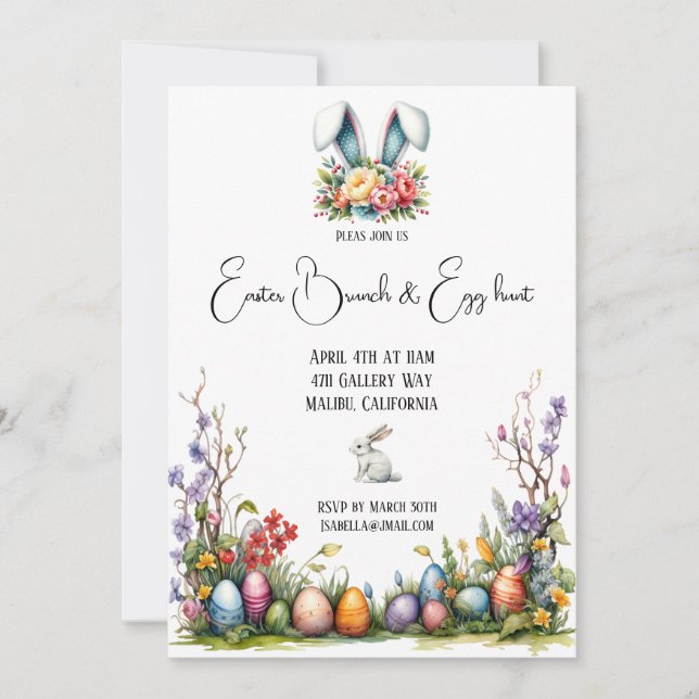 Invitación Brunch de Pascua de bonito (Anverso)