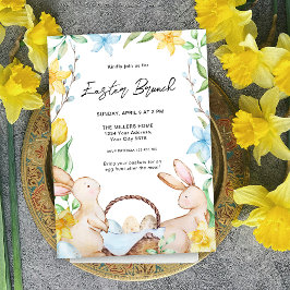 Invitación Brunch de Pascua de conejito