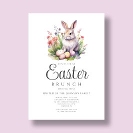 Invitación Brunch de Pascua de conejito lindo y búsqueda de h