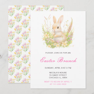 Invitación Brunch de Pascua de conejo de primavera