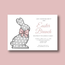 Invitación Brunch de Pascua de conejo rosa chic