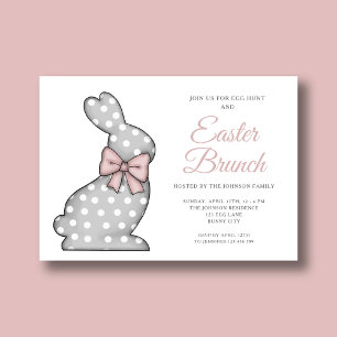 Invitación Brunch de Pascua de conejo rosa chic