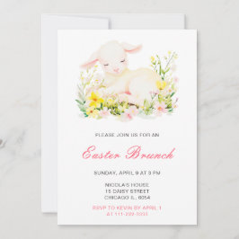 Invitación Brunch de Pascua de Corderito de Primavera