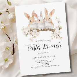 Invitación Brunch de Pascua de Floral de Conejo Cubierto