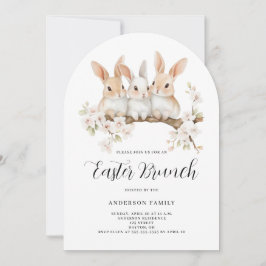 Invitación Brunch de Pascua de Floral de Conejo Cubierto