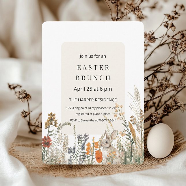 Invitación Brunch de Pascua de flores silvestres elegantes |  (Subido por el creador)