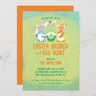 Invitación Brunch de Pascua de Gnome y caza de huevos