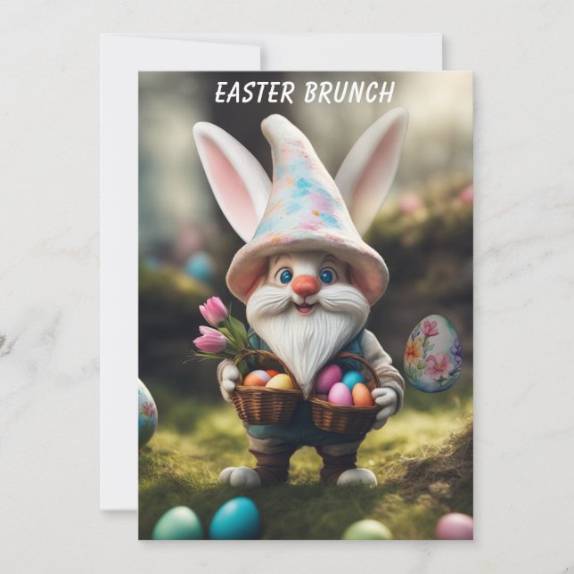 Invitación Brunch de Pascua de Huevos de Gnome (Anverso)