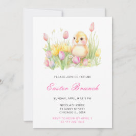 Invitación Brunch de Pascua de Pollito de Primavera